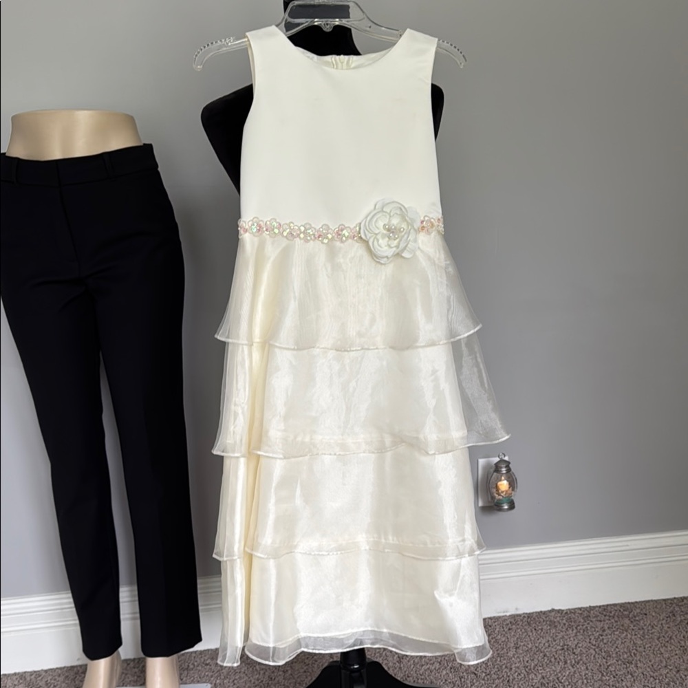 Flower girl Cream Layered Dress